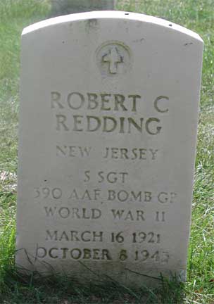 Grave marker of Staff Sergeant Robert C. Redding at Beverly National Cemetery, Beverly NJ