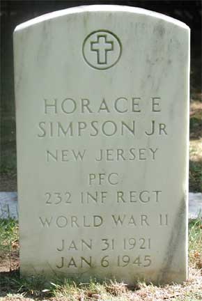 Grave of Horace E. Simpson Jr., Beverly National Cemetery, Beverly NJ