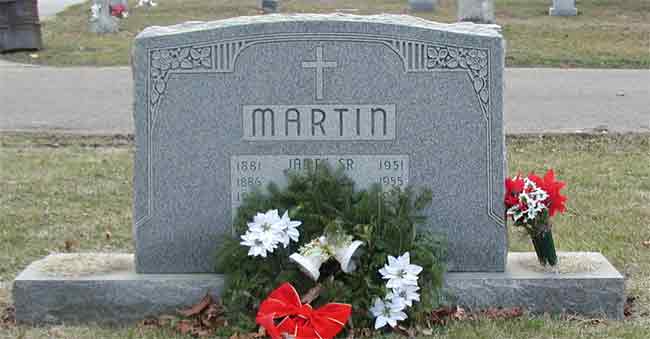 Grave marker of Thomas James Martin at Calvary Cemetery, Cherry Hill, NJ