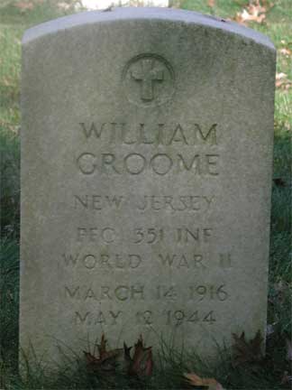 William Groome grave marker at Beverly National Cemetery