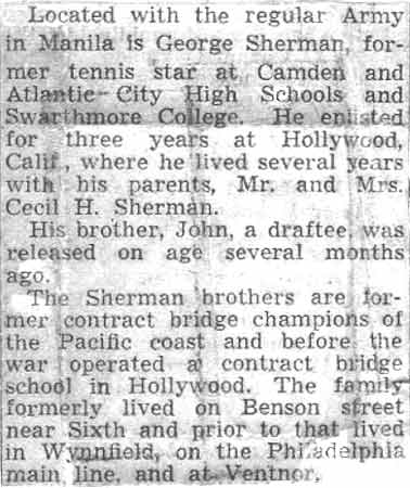 Camden Courier-Post article about George C. Sherman, published after December 7, 1941