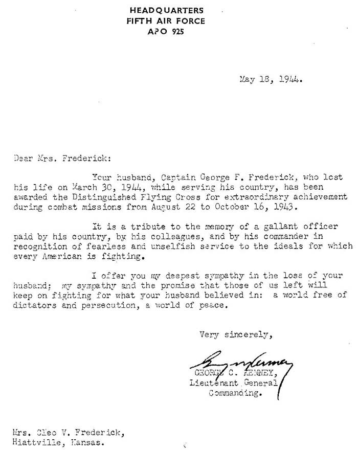 Distinguished Flying Cross award, May 18, 1944