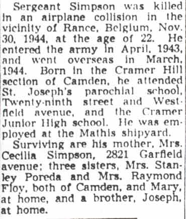 Funeral Set Saturday For Sgt. Simpson (continued), Camden Courier-Post, April 7, 1949