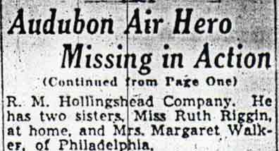 Camden Courier-Post, January 8, 1944 — Audubon Air Hero Missing in Action (continued)