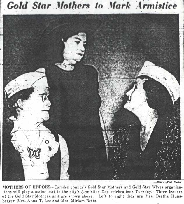 Camden Courier-Post, November 7, 1947 — Gold Star Mothers to Mark Armistice