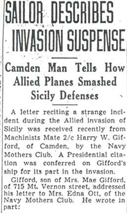 Sailor Describes Invasion Suspense, Camden Courier-Post, December 16, 1943