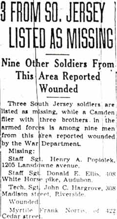 3 From So. Jersey Listed as Missing, Camden Courier-Post, June 12, 1944