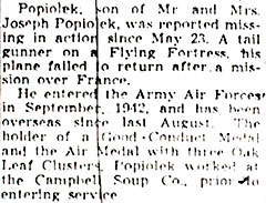 3 From So. Jersey Listed as Missing (continued), Camden Courier-Post, June 12, 1944