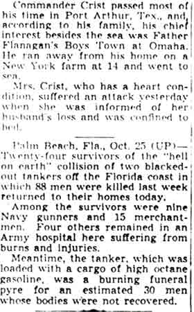 Camden Courier-Post, October 26, 1943 — Audubon Engineer Killed in Sea Crash, part 3