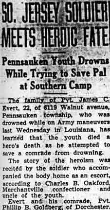 Camden Courier-Post, June 9, 1943 — James Case Evert, part 1