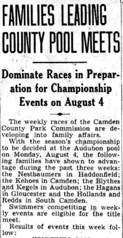 Families Leading County Pool Meets — Camden Courier-Post, July 26, 1941, part 1