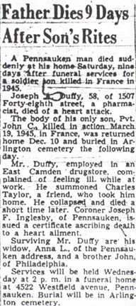 Camden Courier-Post — Father Dies 9 Days After Son's Rites