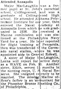 Camden Courier-Post, February 4, 1944 — attended Annapolis