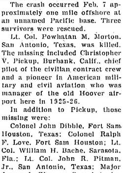 Helena Independent, February 19, 1943, part 2 - listing Colonel John Dibble among those missing