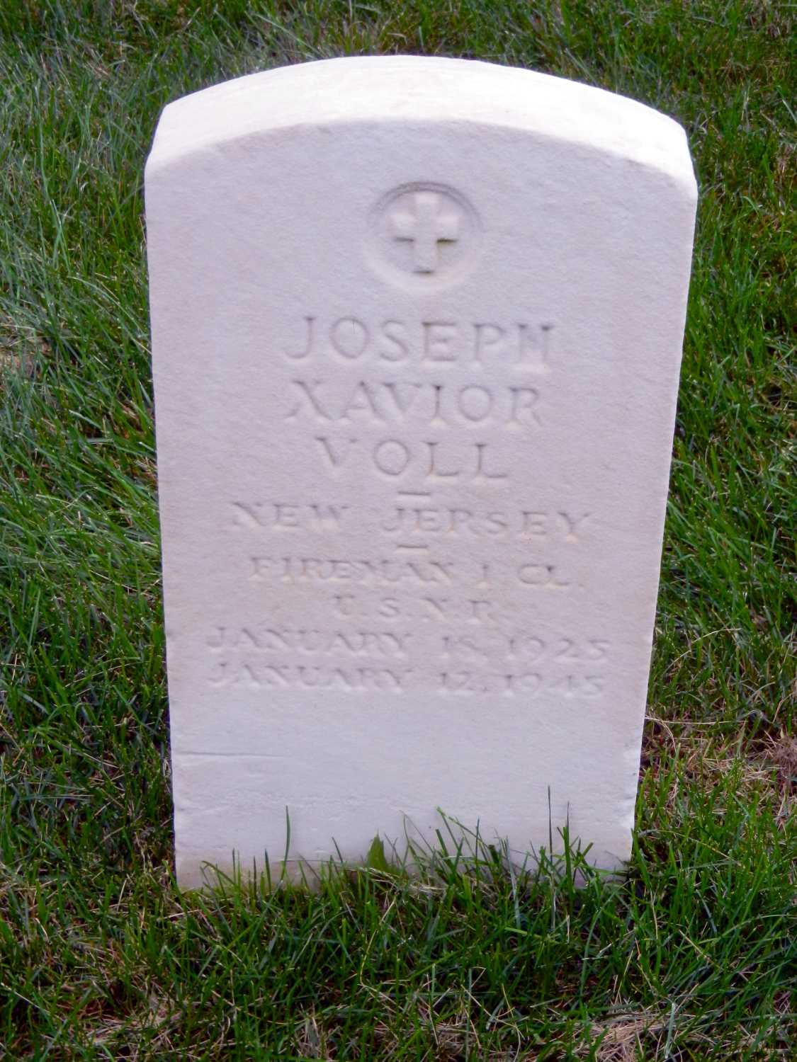 Grave of Joseph X. Voll at Beverly National Cemetery