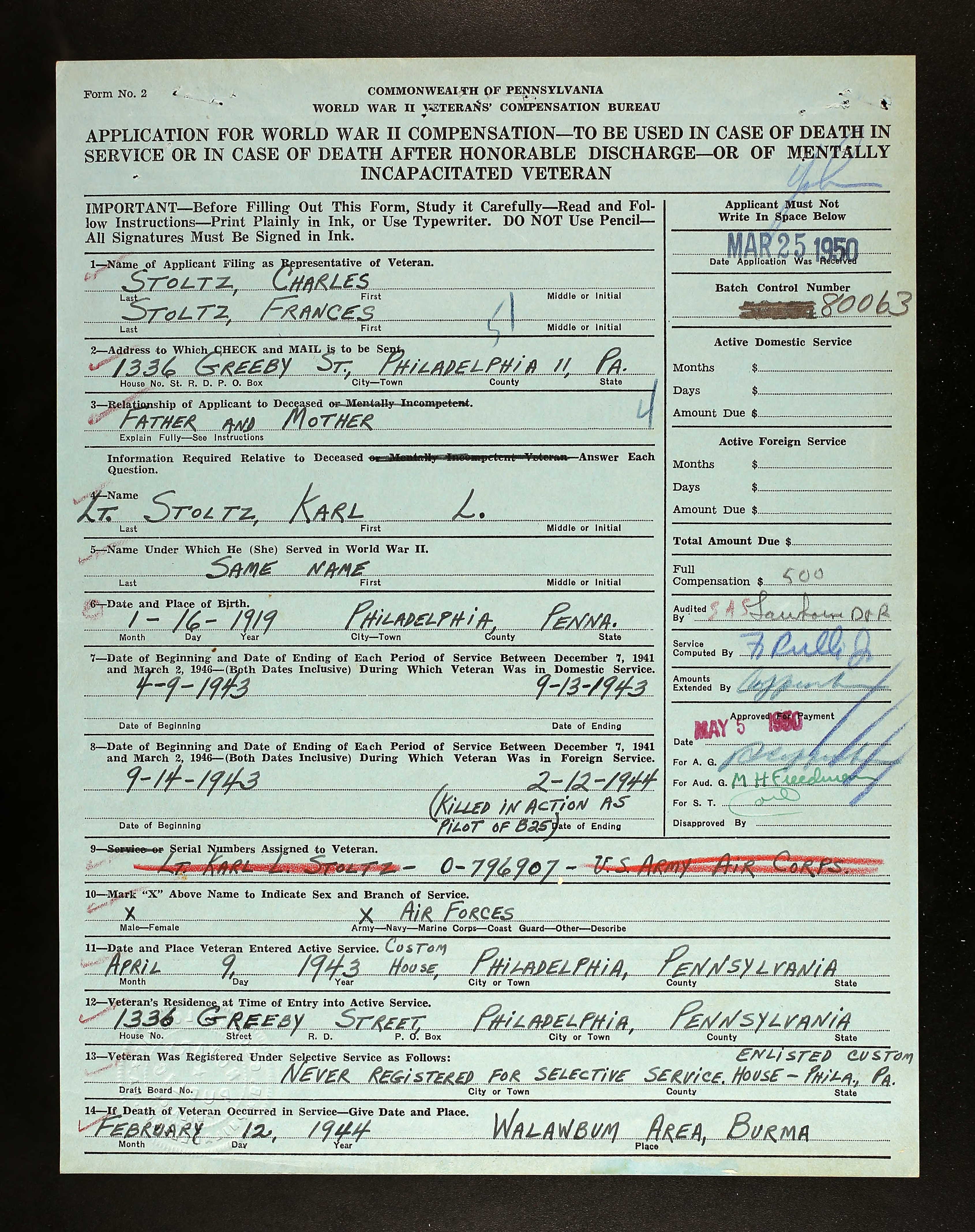 Compiled Military Service Record for Karl L. Stoltz