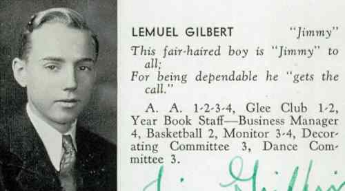 Lemuel M. Gilbert Jr. in the 1935 Audubon High School yearbook