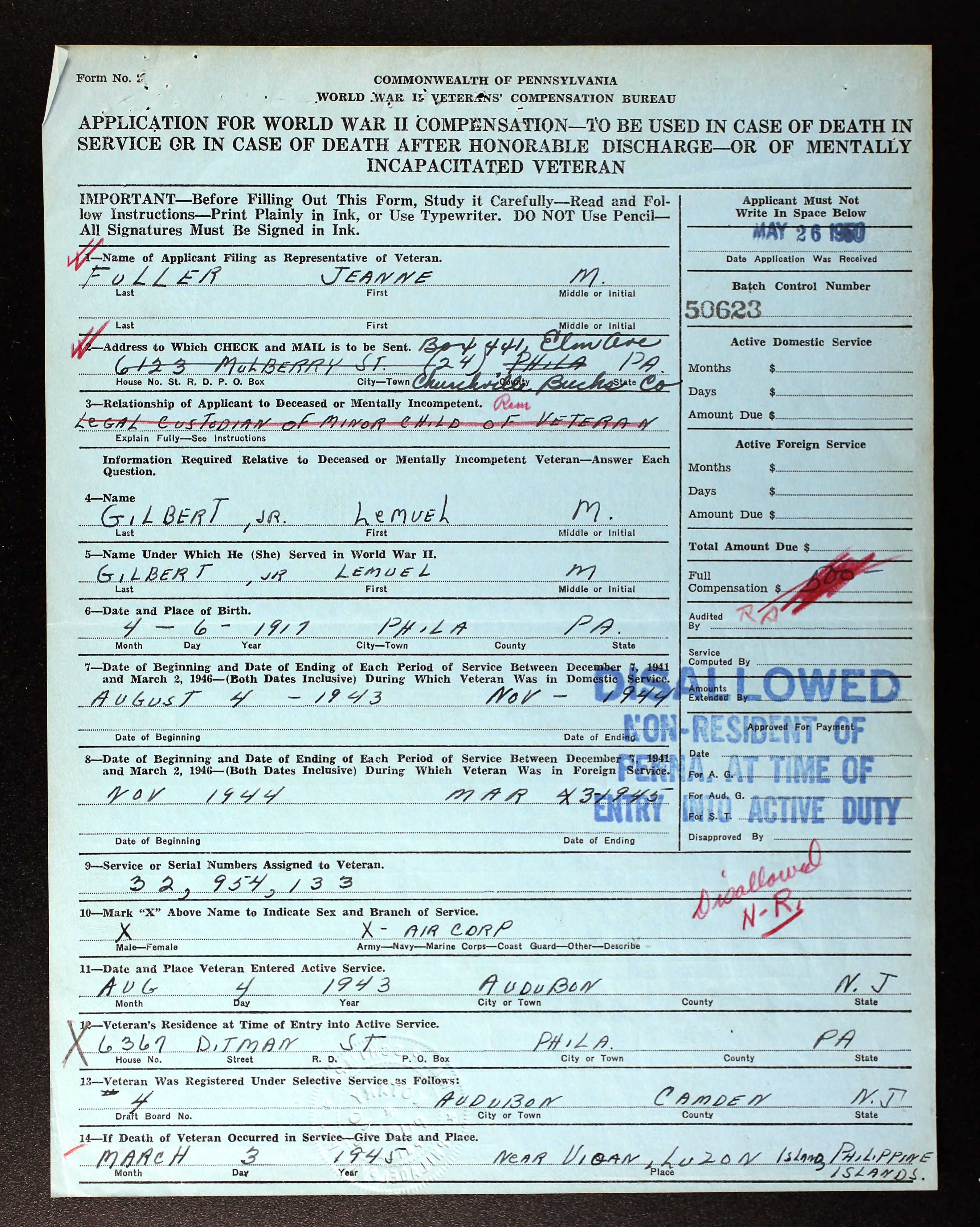 Compiled Military Service Record for Lemuel M. Gilbert Jr.