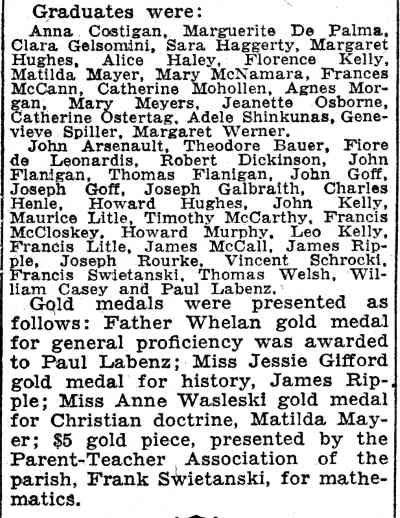 Holy Name School Graduation — graduates list, Camden Courier-Post, June 16, 1932