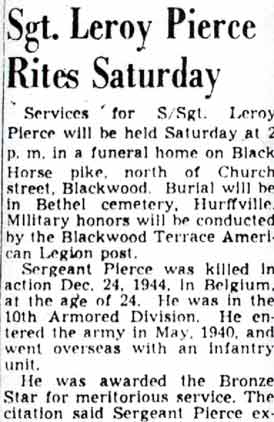 Sgt. Leroy Pierce Rites Saturday — Camden Courier-Post, May 5, 1949, part 1