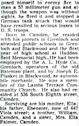 Sgt. Leroy Pierce Rites Saturday — Camden Courier-Post, May 5, 1949, part 2