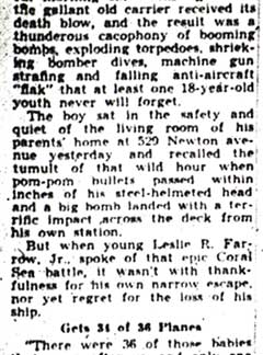 Camden Youth, 18, Ate Ice Cream As USS Lexington Sank — Camden Courier-Post, June 23, 1942, part 2