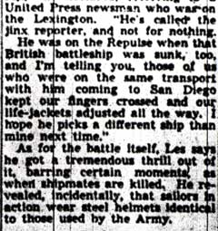 Camden Youth, 18, Ate Ice Cream As USS Lexington Sank — Camden Courier-Post, June 23, 1942, part 10