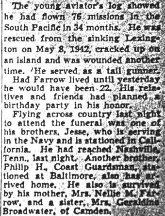 Rites Wednesday For Leslie Farrow — Camden Courier-Post, July 23, 1945, part 2