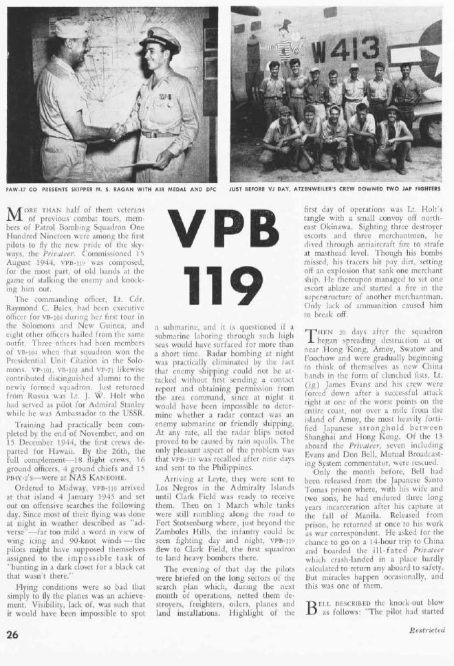 VPB-119: First Fleet Privateers — Naval Aviation News, June 1949, page 1