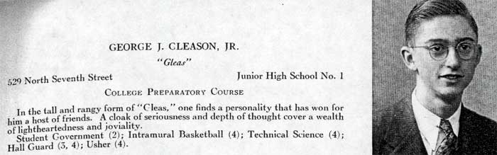 Camden High School Yearbook — Purple and Gold — June 1935, George J. Gleason Jr. entry