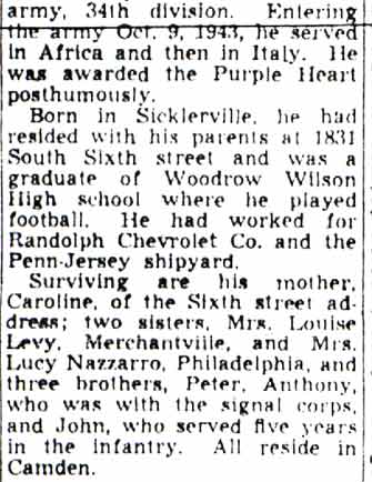 Pvt. Montemurro Burial Rites Set — obituary clipping, page 2