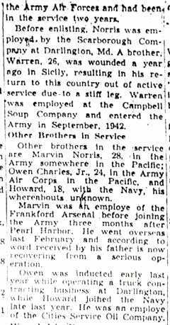 Myrtile Norris article continued — Camden Courier-Post, June 12, 1944