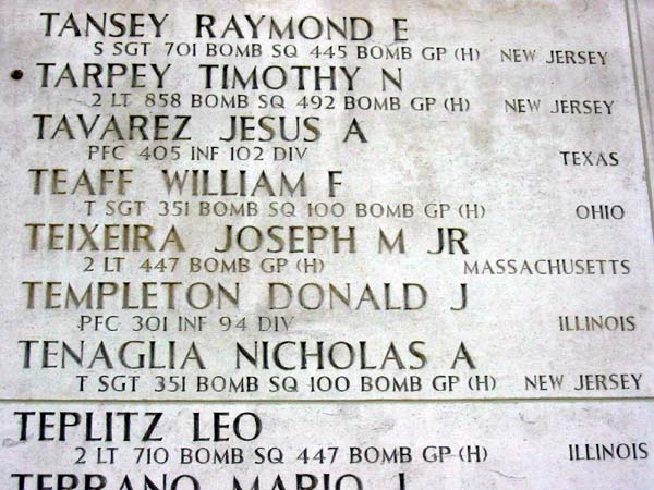 Tablets of the Missing, Netherlands American Cemetery, Margraten, Netherlands