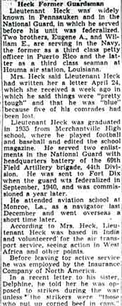 Camden Courier-Post, May 17, 1943 — Lieut. Paul F. Heck Missing In Action (part 3)