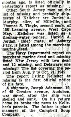 3 From So. Jersey Reported Missing in Shipping Losses, continued