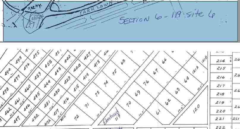 Map showing location of Richard L. Eberhard's grave at Locustwood Memorial Park