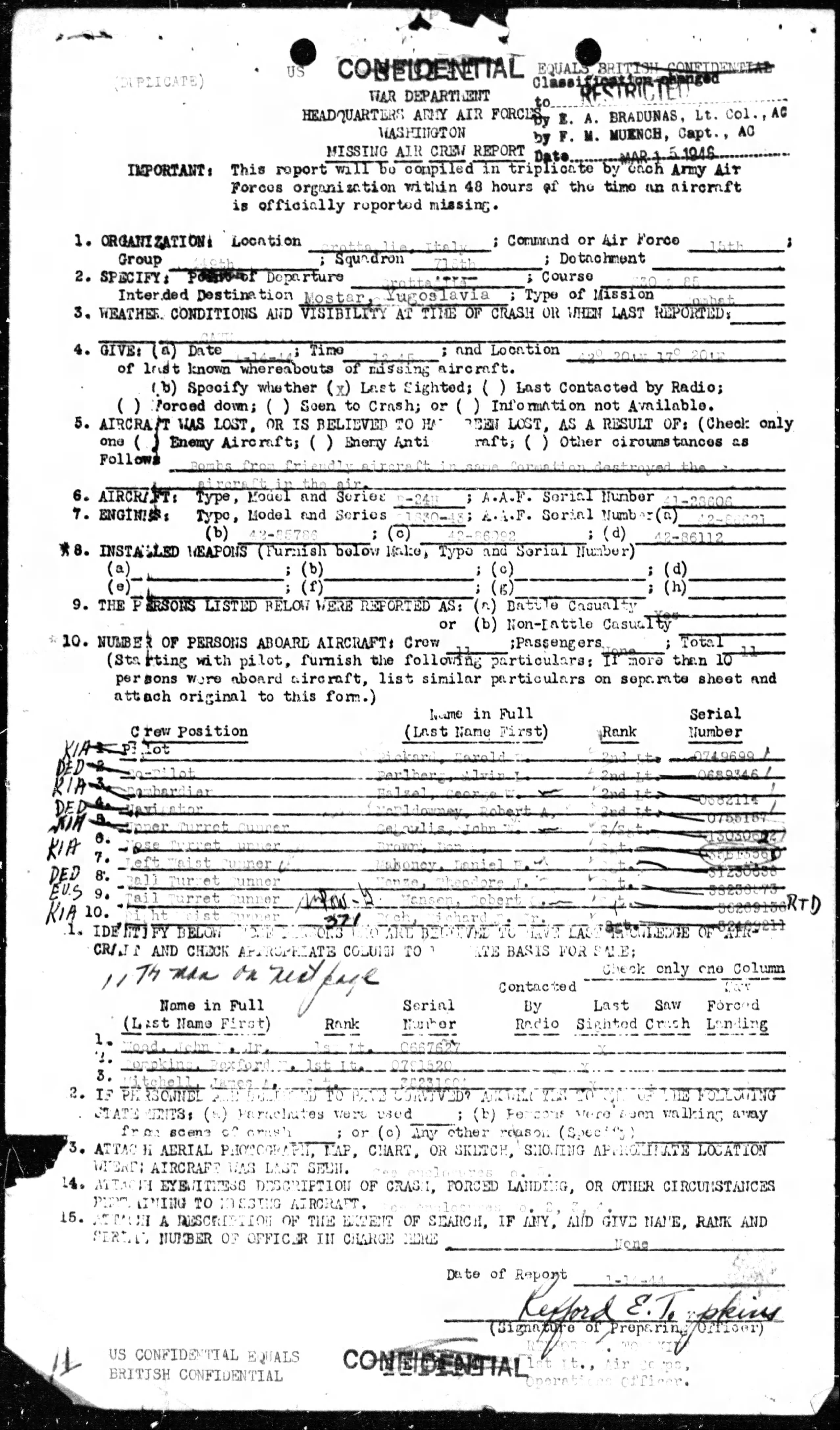 Missing Air Crew Report page 1