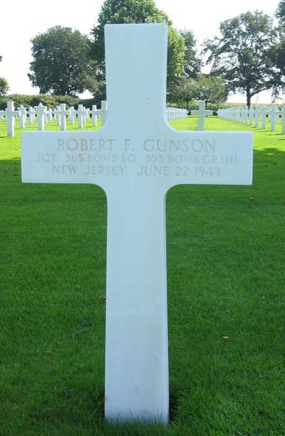 Grave of Sergeant Robert F. Gunson at Netherlands American Cemetery, Margraten