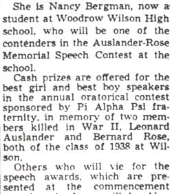 Spelling Bee Ace Seeks Honors in Oratory Contest — Camden Courier-Post, February 14, 1950