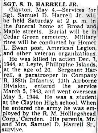 Camden Courier-Post, May 3, 1949 — Sgt. S. D. Harrell Jr.