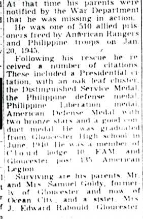 Camden Courier-Post, November 2, 1948 — Sgt. Goldy Rites Due Thursday, part 2