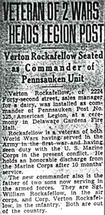 Camden Courier-Post, September 30, 1943 — Veteran of 2 Wars Heads Legion Post, column 1