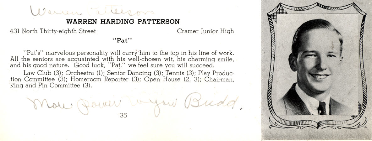 Woodrow Wilson High School Yearbook, January 1939 — Warren H. Patterson