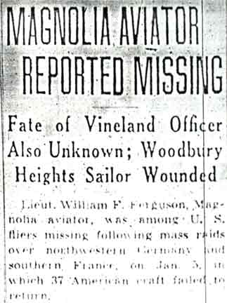 Magnolia Aviator Reported Missing, Camden Courier-Post, January 24, 1944