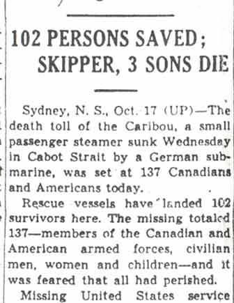 102 Persons Saved; Skipper, 3 Sons Die