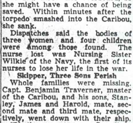 137 Die Off Canada in Ship Torpedoing, continued