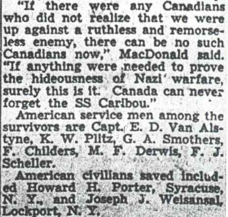 137 Die Off Canada in Ship Torpedoing, continued