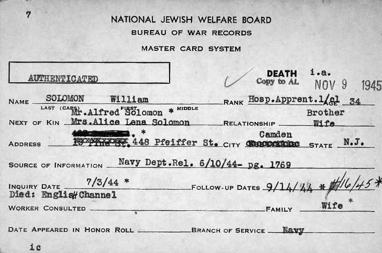 William Solomon — service record