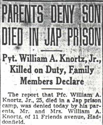 Camden Courier-Post article, February 3, 1944, page 1