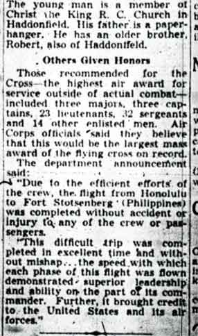 Camden Courier-Post article, December 24, 1941, page 3